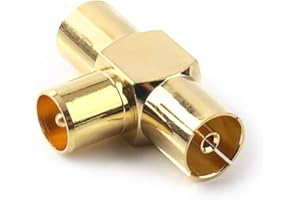 NANYI Mâle À Deux Femelle Coupleur Coaxial D'antenne TV, T/F Type Prise De Connecteur à RF Coax Adaptateur D'antenne Plaqué Or-1 Paquet