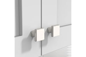 9BUILD 10 Pack 30mm Brushed Satin Nickel Drawer Knobs Cabinet Knobs Cupboard Knobs Square Kitchen Door Knobs Zinc Alloy Dresser Knobs Single Hole Wardrobe Knobs EU0011