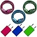 Produktbild 3x USB Netzteil 5V 1A + 3 x 1m Premium Nylon USB 8-Pin Ladekabel Datenkabel SET kompatibel mit [Apple iPhone 10 X 8 8Plus 7 7Plus 6S 6SPlus 6 6Plus 5S 5C 5 SE | iPad | iPod] blau + grün + pink