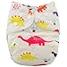 iZiv(TM) Newborn Nappy with 1 Thick Insert Infant Waterproof/Adjustable/Reusable/Washable Pocket Cloth Nappy Fit Babies 0-3 Years(Cute Colorful Dinosaur)