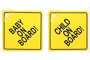 LORD C Baby On Board Sign Highly Visible Safety Warning Sign with Attached Suction Cup Newborn Kids Driving Strong Baby in Warning Sticker for Car Windows Pack of 2