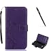 Produktbild Samsung Galaxy Ace 4 Hülle, Samsung Galaxy Ace 4 Schutzhülle, Alfort 3 in 1 Lederhülle Fashion Design Premium PU Leder Hohe Qualität Tasche Case Cover Kasten Abdeckung Wallet für Samsung Galaxy Ace Style LTE SM-G357 4.3" Smartphone Funktion Standfunktion Unterstützte Telefone und Magnetverschluss mit Schmetterling ( Dunkles Violet ) + Alfort Schwarz Stylus Pen