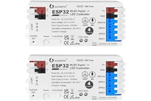 GLEDOPTO Pack de 2 Contrôleurs LED WiFi 4 Sorties ESP32 WLED - pour Bandes LED RGB 5V/12V/24V - Pilotage Alexa/Google Home - Max 15A par Sortie - GL-C-017WL-D