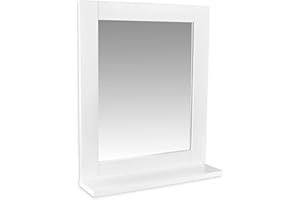 ‎OSOLTUS osoltus Hampton Badspiegel Wandspiegel mit Ablage fürs Badezimmer Weiß 40x50 cm