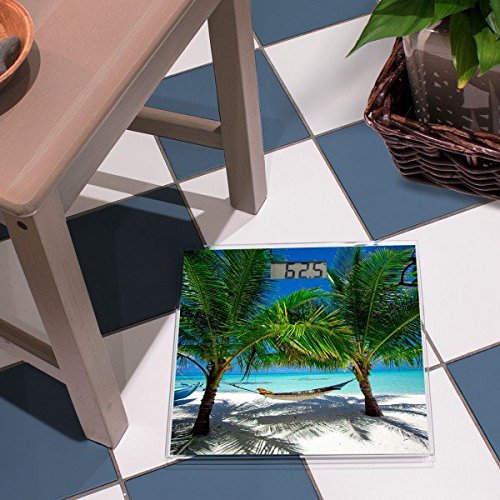 banjado – digitale Personenwaage Körperwaage 30cm x 30cm Glaswaage mit Motiv Strand - 2