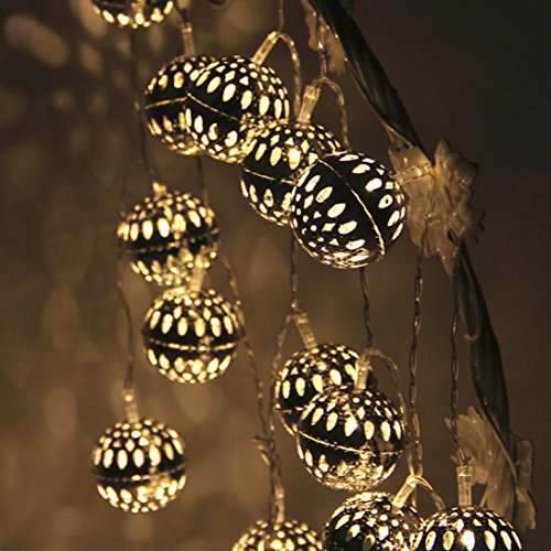 sunnymi 2.5m 20 Lampe Batterie Kugel Licht String/Warmweiß/Weihnachten WeddingXmas Party Dekor/Outdoor Fairy String Licht Lampe/Wunderbare Visuelle Effekte (Gold)