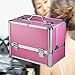 Popamazing Large Aluminum Waterproof Stylish Beauty Makeup Box Luggage Cosmetic Case (Pink)