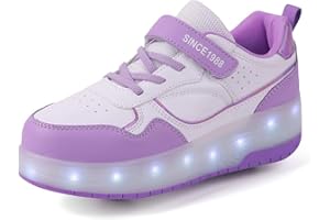 Mateju Chaussures à roulettes Fille Garçon Enfant Patins à roulettes Rétractable avec 2 roulettes, 2 en 1 Chaussures de Skateboard Réglables Adolescents pour Homme Femme 29-40 EU