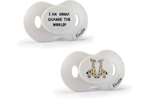 Elodie Details Baby Soother from 3 Months Old - Set of 2 - Change The World/Kindly Konrad, White