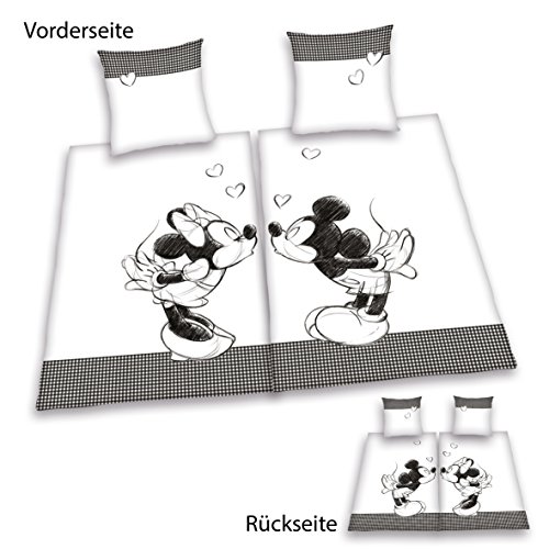 Herding 447862250 Partner Bettwäsche Mickey Mouse und Minnie Mouse, Doppelpack, 1 x Bettwäsche Mickey Mouse, 1 x Bettwäsche Minnie Mouse, 80 x 80 cm + 135 x 200 cm, Renforce - 2