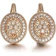 Shining Diva Fashion 18k Rose Gold Plated Latest Fancy Stylish Copper Zircon Bali Earrings for Women and Girls