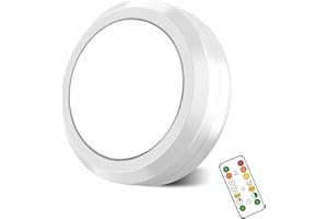 MOUJUCHI eclairage led cuisine sous meuble, 1 PCS spot led Under Cabinet Lightssans fil lampe de placard lumiere led sans fil avec télécommande et fonction minuterie - Blanc