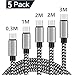 Price comparison product image USB Type C Charger Cable, 5 Pack 0.3M 1M 2M 3M Charging Cord Nylon Braided Charge lead for Samsung Galaxy S9 / S8+, Note 8/9, Sony XZ, HTC 10/U11, OnePlus 5T, Huawei P10,Google Pixel XL (Black)