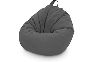 Trintion Bean Bag Chair Cover No Filling Soft Gaming Bean Bag Chair Lazy Bean Bag Sofa Chair Cover for Adult Kid Storage Stuffed Animal Soft Toy 80 x 90cm Dark Gray