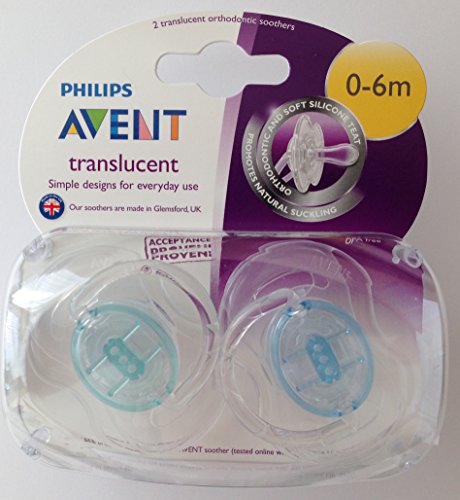 Avent Translucent Soother Twin Pack 0-6m (Turquoise / Blue)