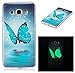 Produktbild Back Cover Tasche ISENPENK Für 5,5-Zoll Samsung Galaxy J7(2016)/J7(2016) Duos/J710 Hülle Silikon Tiere Muster Ultra Slim Schutzhülle Wasserdicht Stoßfest Soft TPU Handyhülle Case[Blau Butterfly Schmetterling] Glanz nachts