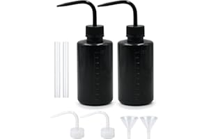 Episkey 2 Stück Spritzflasche 250ml, Kunststoff Squeeze Flasche Laborflasche Waschflasche aus LDPE Material, Quetschflasche für Laborreinigung Pflanzenbewässerung (Schwarz, 250ml)