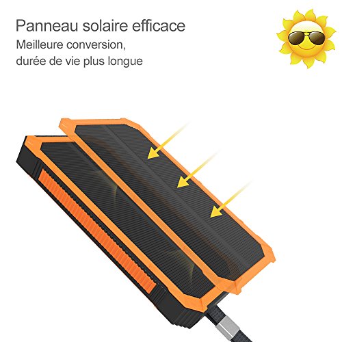 Newrita Batterie Externe 16000mAh Chargeur Solaire avec 2ports Batterie Solaire Portable avec LED Batterie de Secours pour iPhone iPad Samsung HTC LG Smartphone Tablette etc Orange Newrita Batterie Externe 16000mAh Chargeur Solaire avec 2ports Batterie Solaire Portable avec LED Batterie de Secours pour iPhone iPad Samsung HTC LG Smartphone Tablette etc Orange