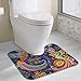 Produktbild Colorful Long Tail Bird Floral Contour Bath Rug, U-Shaped Polyester Toilet Floor Mat Non Slip Bathroom Shower Carpet