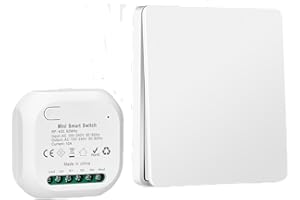 APKEZEL Interruttore Wireless 230v, Interruttore Senza Fili Kinetic Senza Batteria, Accensione Luci a Distanza Impermeabile, Wireless Switch Nessun Cablaggio Richiesto (1 ricevitore, 1 interruttori)