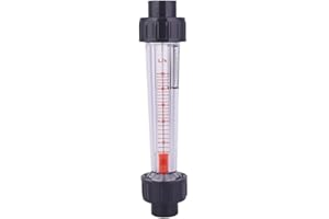 HILILAND Medidor de flujo de agua con rotámetro LZB-15 (D) Material Vidrio Acero inoxidable Plástico Transparente Caudalímetro de tubería Medidor de caudal de líquido(5-50mL/H)