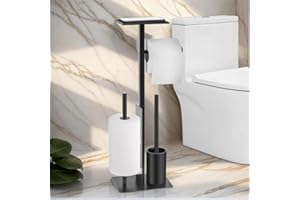 HXC-BLG Edelstahl Klopapierhalter Stehend mit Klobürste - Toilettenpapierhalter mit Feuchttücherbox, Toilettenpapierhalter mit WC Bürste Stand WC Garnitur für Toilettenpapier & Toilettenbürste