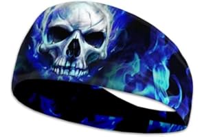 Kuiaobaty Gothic Skulls Flame Haarband Bandana für Herren Totenkopf Fitness Schweißband - Stirnband für Sport, Radfahren, Yoga, Gesichtsreinigung und Workout