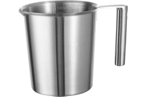 FAB4HOME Pichet à Lait en Acier Inoxydable 1000ml Pichet Inox Pot à mousse de Lait Pichet à Café Tasse à mesurer avec marquages de Interne