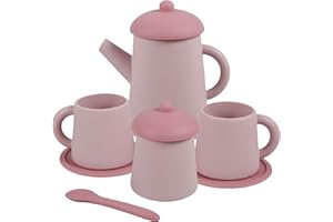 LITTLEDUCKLING Silicone Tea Party Set, BPA Free Tea Set Toy Cute Toddler Tea Set Tea Party Bath Toy Set for Kids Play Tea Set for Little Girls Play Kitchen Accessories Gift for Kids(Pink)