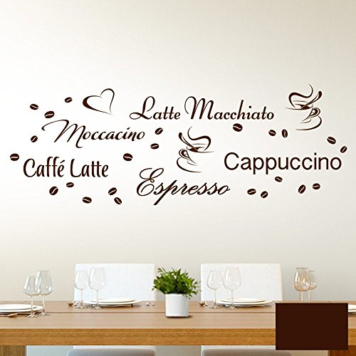 Grandora W3047 Wandtattoo Kaffeesorten Latte Caffe Küche braun