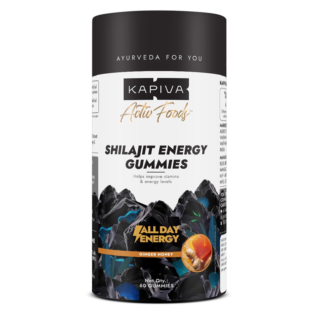 Kapiva Himalayan Shilajit/Shilajeet Gummies | 225mg Shilajit/Gummy | Ginger Honey Flavour | NABL-Certified Shilajit Gummy | B
