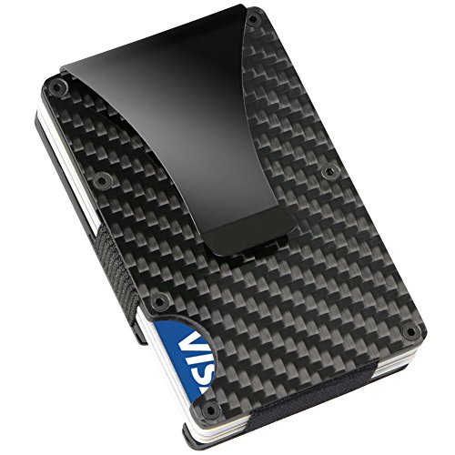 Rokoo Slim Carbon Fiber Credit Card Holder RFID Non-Scan Metal Wallet Money Clip Purse