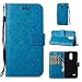 Produktbild LMAZWUFULM Hülle für LG Mobile K8 2017 / LG M200N (5,0 Zoll) PU Leder Magnetverschluss Brieftasche Lederhülle Einhorn Pferd und Wolken Muster Prägung Design im Book style mit Stent-Funktion und Karten Slot Ledertasche Flip Cover für LG K8 2017 Blau