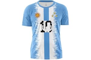 YuanDiann Argentina Wins Commemorative T Shirts 3 Stars Flag Printing 2022 Football World Cup Short Sleeve Round Neck Jersey for Mens and Womens