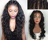 Sunwell 6A Grade Brazilian Virgin Human Hair Glueless Lace Front Wigs For Black Women NEW DESIGN - Wet & Wavy, (Natural Color 8-24 Inch)