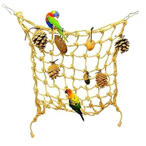 Tfwadmx Bird Climbing Rope Net, Large - Rat Swing Hammock Hanging Perch Rope Ladder Chew Toys for Budgies Macaw Cockatoo Budgie African Grey Parakeet Hamster Rat Ferret