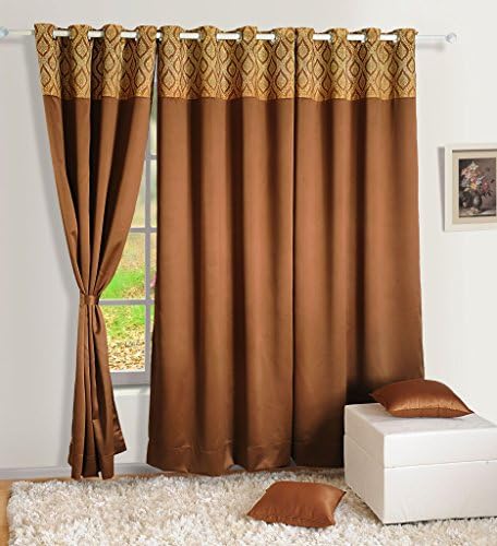 Yuga Home Décor Faux Silk Solid Blackout With Eyelets Long Door Curtain 48 x 108 Inches- Set Of 2 Pieces