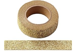 Syntego Glitter Washi Tape, Auto-adhésif pour travaux manuels décoratifs avec bordure adhésive à paillettes (Or, 15 mm x 5 mètres)