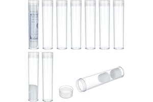 FINGERINSPIRE 10Pcs Tube de Rangement Rond Transparent pour Pcss de Monnaie Diamètre Intérieur 23mm Tube Plastique pour Pcss de Monnaie et Papier Monnaie Avec Couvercle Visser Porte Monnaie Conteneurs