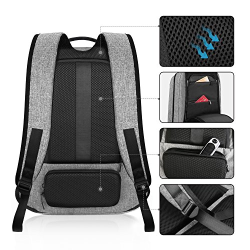 REYLEO Laptop Rucksack Leichtgewichtiger 15.6 Zoll Wasserdichte Laptoptasche Für Alltag Stadt Business Grau - 4