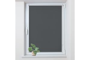 Allesin Store Enrouleur Occultant Thermique sans Perçage Rideau Occultant Opaque Isolant, Montage Simple pour Fenêtre ou Porte 40x120cm Gris Foncé