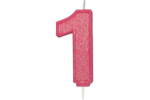 CULPITT Sparkle Number Candles for Cake & Cupcakes, Single Numbers from 0-9, Say Happy Birthday with These Candle Sparklers, Celebrate Birthdays & Anniversaries with Flair - Pink 1