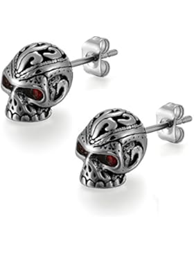 Flongo Edelstahl CZ Zirkon Zirkonia Gestüt Stecker Ohrringe Ohrstecker Ohrhänger Fake Plug Fakeplugs Silber Schwarz...