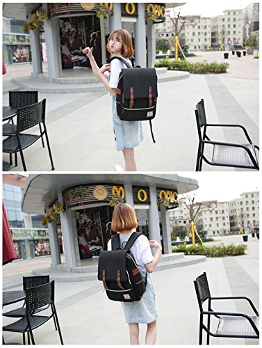 Tibes Unisex Schule Rucksack Gro  e Studenten Schwarz