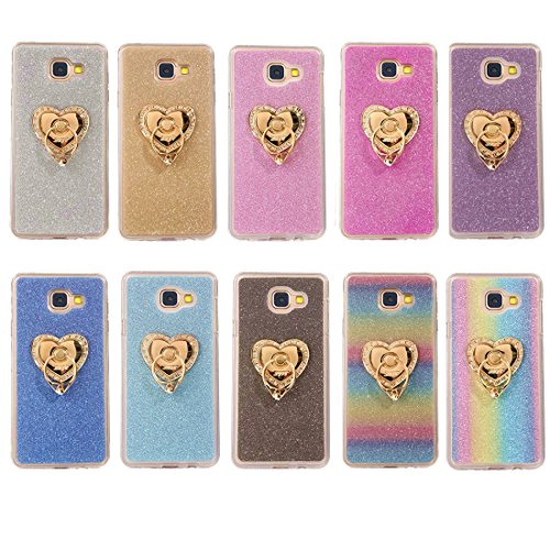 Huawei Y5 II Hülle Silikon,Huawei Y6 Compact Hülle Glitzer,Ultra Slim Dünn Soft Hülle für Huawei Y5 II/Y5 2 5.5“[Perfekte Passform],Neuheit Niedliche Schneiden Komisch Mode Cool 3D Bling Glitzer Glanz Sparkle Silikon Gel TPU Gummi Kreative Design mit Liebe Herzen Ring Halter Standfuß Bunter Regenbogen Muster Crystal Kristal Clear Weich Soft Flexible Bumper Protective Handy Hülle Tasche Case Cover Schutzhülle für Huawei Y5 II/Y5 2/Huawei Y6 Compact - 2