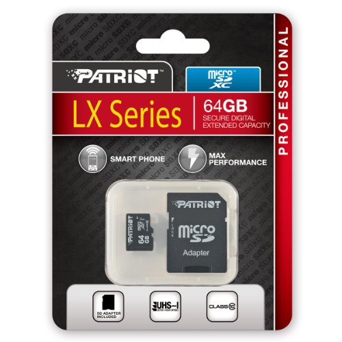 Patriot LX Series microSDXC 64GB Speicherkarte bis zu 70MB/Sek UHS-I Class 10 + SD-Adapter - 2