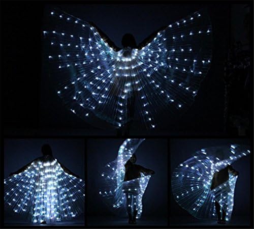 HAPPYMOOD LED Wings Party Belly Dance Cosplay Isis Wings with Telescopic Sticks Fairy Long Life LED Hand Controller