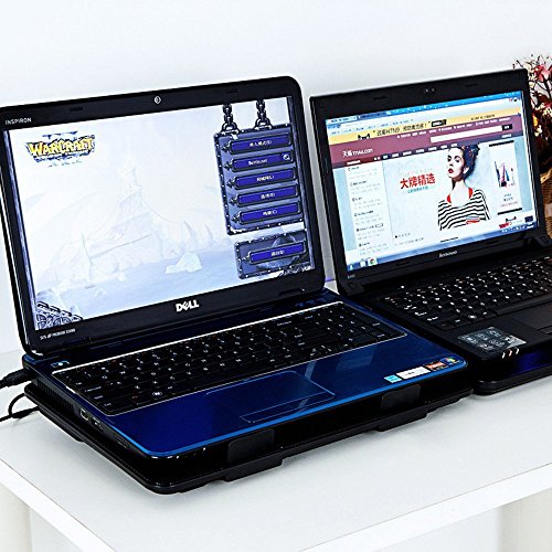 Notebook Laptop Kühler, FTUNG Laptop Kühler, Notebook Cooler Ständer Kühlpad Kühlmatte mit 5 x Lüfter und 2 USB, Cooling Pad mit blauen LEDs für 9 „-17“ Notebook - 7