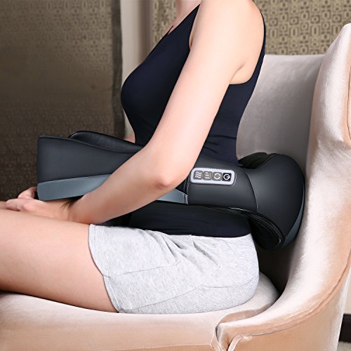 MARNUR Nackenmassagegerät Schultermassagegerät Elektrisch Massager Massagegerät Shiatsu Masseur mit Wärmefunktion 3D-Rotation Massageköpfen mit Auto-Adapter für Nacken Schulter Rücken im Büro Zuhause und Auto - 4