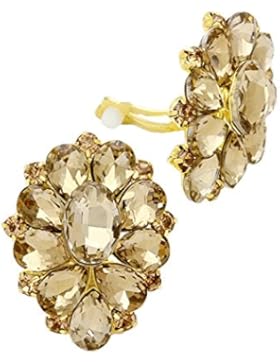 Schmuckanthony Glamour Ohrclips Clips Clip On Ohrringe Kristall Honig Gold 4x3cm